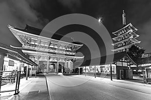 Night scenery of Historical landmark The Senso-Ji Temple in Asakusa, Tokyo, Japan