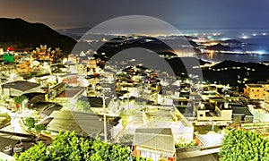 Night scenery of Jiufen, a famous tourist town at Northeast Coast of Taiwan