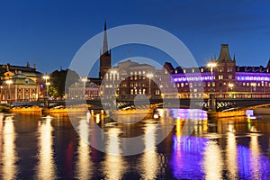 Night scenery of the Old Town in Stockholm, Sweden