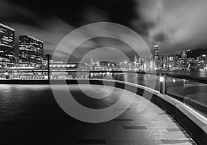 Night scenery of Skyline of Victoria harbor of Hong Kong city