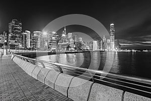 Night scenery of skyline of Victoria harbor of Hong Kong city