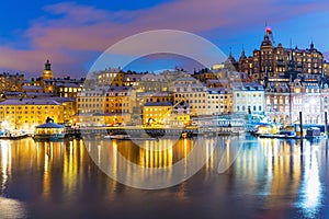 Night scenery of Stockholm, Sweden