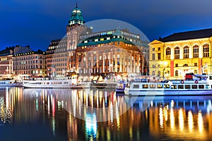 Night scenery of Stockholm, Sweden