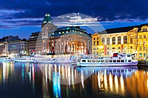 Night scenery of Stockholm, Sweden