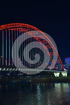 Night scenes of cable bridge in wuhan city