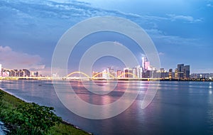 night scenes of the Fuyuan Bridge in Changsha