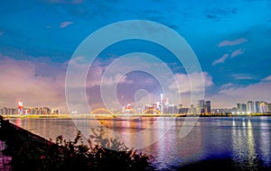 night scenes of the Fuyuan Bridge in Changsha