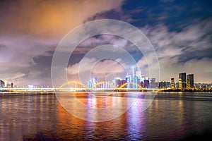 night scenes of the Fuyuan Bridge in Changsha