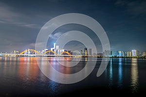 night scenes of the Fuyuan Bridge in Changsha