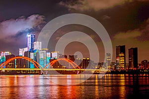 night scenes of the Fuyuan Bridge in Changsha