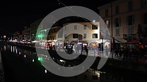 Night Scenes - Landscape on the Navigli of Milan