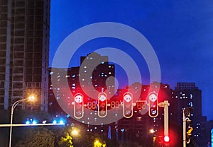 Night scenes of traffic lights in wuhan city