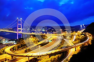 Night scenes of Tsing Ma Bridge