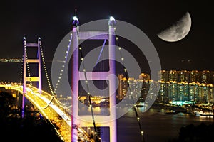 Night scenes of Tsing Ma Bridge