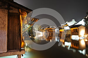 The night scenic of watery town