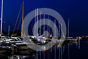 Night sea yacht dock