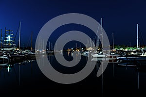 Night sea yacht dock