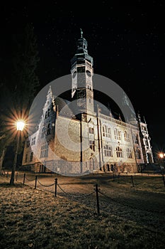 Night and Severoceske muzeum, North Bohemian Museum in Liberec at night