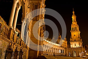 Night in Sevilla in Plaza de Espana photo