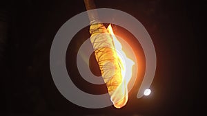 Night shoot of flaming torch.