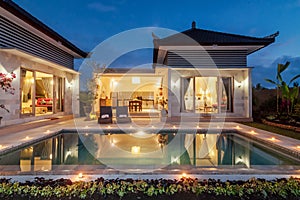 Night shoot Luxury and Private villa with pool outdoor