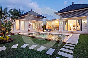 Night shoot Luxury and Private villa with pool outdoor photo