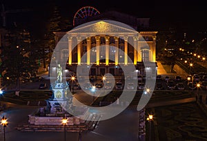 Night shot of Chavchavadze State Drama Theatre in Batumi city, Georgia