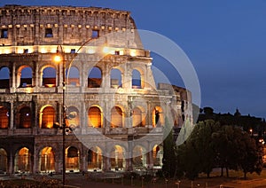 Night shot of colosseum in Rome