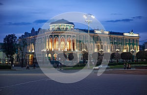 Night shot of House of Sevastyanov, Ekaterinburg