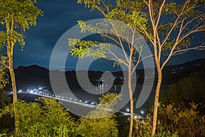 Night Shot landscape photography of a Wonorejo dam or reservoir in Tulungagung at night