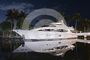 Night shot of luxury yacht