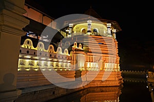 Sri Dalada Maligawa or the Temple of the Sacred Tooth Relic at night , Buddhist temple , Kandy, Sri Lanka. photo
