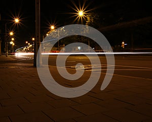 Night shot of a street with a long exposure time