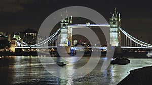 Night shot of tower bridge from the south bank of the river thames