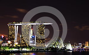 Night singapore skyline at marina bay sands