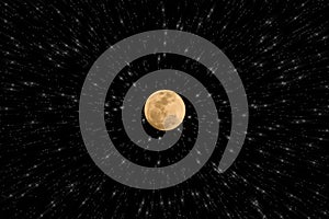 Night sky and orange full moon