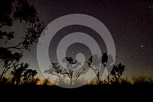 Night sky Australian outback close to Karjini National Park