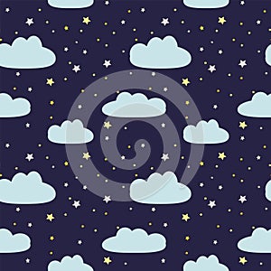 Night sky with clouds and stars