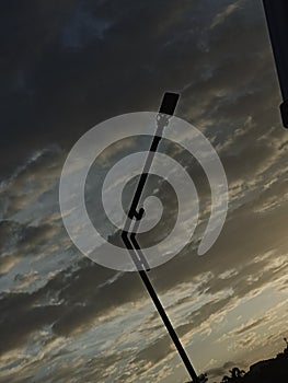 the night sky and electric poles in a quiet life in the middle of a comfortable and pleasant countryside