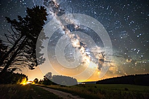 Night sky with full Milky Way stars photo