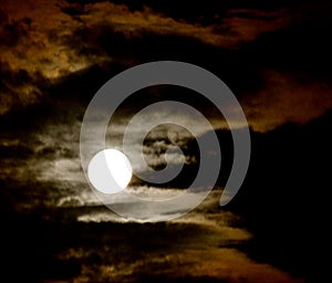 Night Sky with full moon and clouds