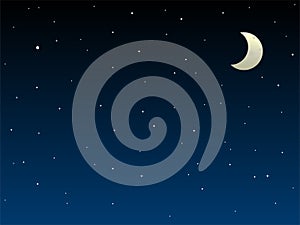Night sky with half moon