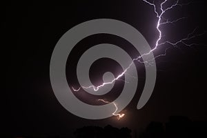 Night sky with lightening strike