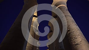 Night sky and Luxor temple Egypt uplight columns beautiful view of historic architect details