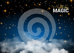 Night sky magic cloud. Holiday Shining Motion Design Card.