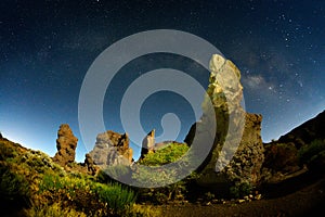 Night sky with milky way on teide crater, tenerife photo
