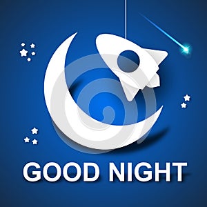 Night sky with Moon and stars abstract vector background of the night sky