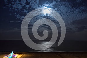 Night sky with moonlight clouds