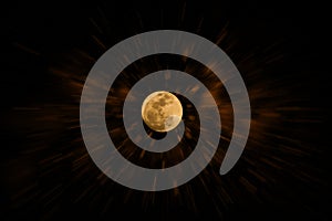 Night sky and orange full moon