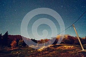 Night sky with power line